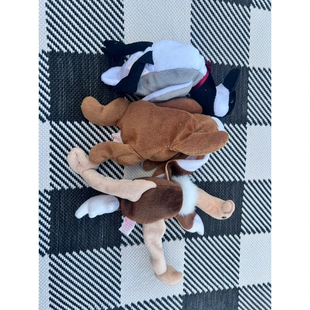 Ty Beanie Babies Lot Stretch Ostrich Ears Rabbit Loosey Goose Vintage Plush 3pc